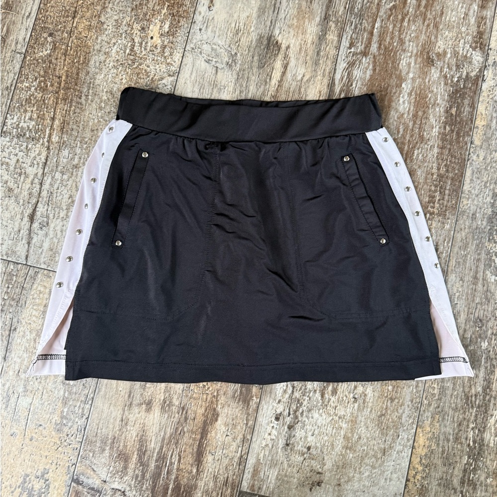 2 for $20: Jamie Sadock vintage tennis skirt black white silver grommets slits